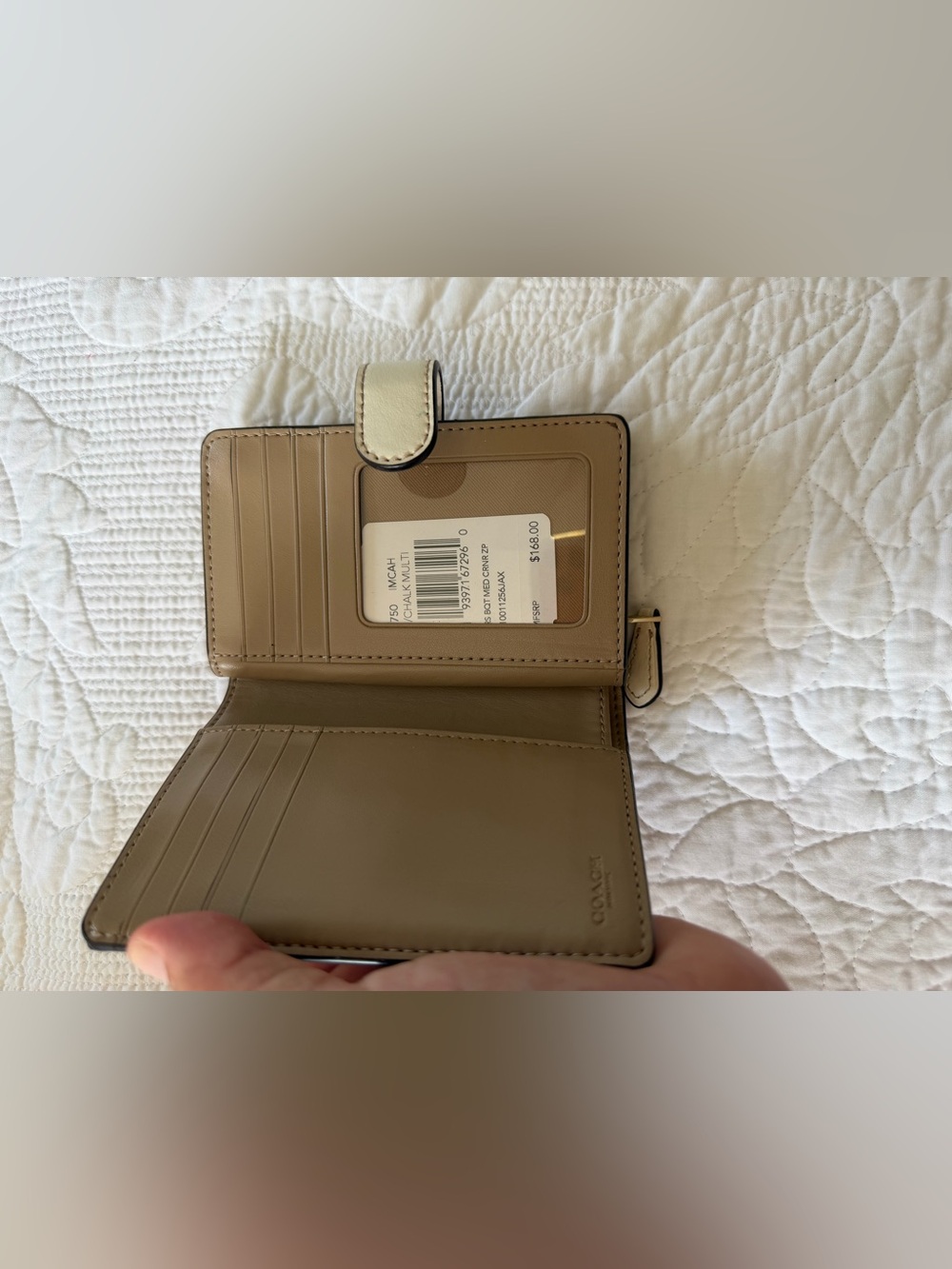 Coach Cream Floral Small Leather Wallet with Gold Logo - Picture 2 of 4